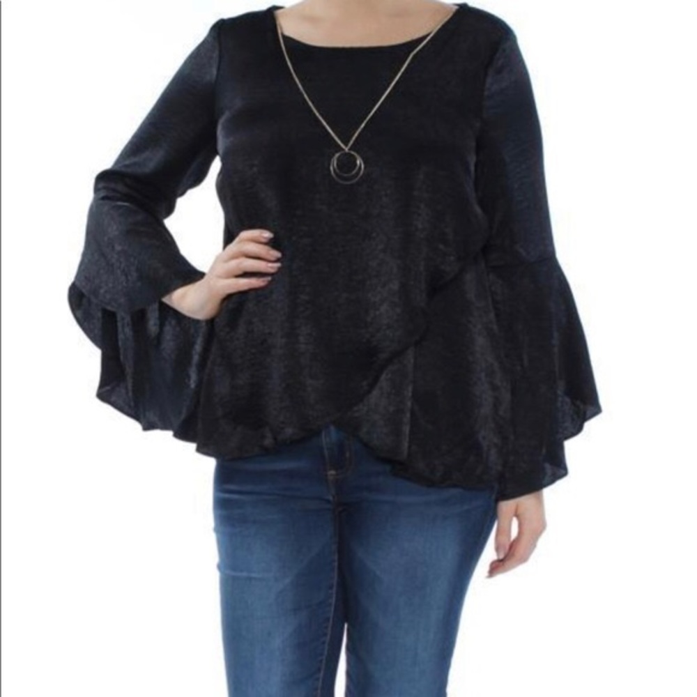 Black Bell Sleeve Top With Necklace NEW Womens Size Small RenFaire Fairycore - Picture 2 of 12